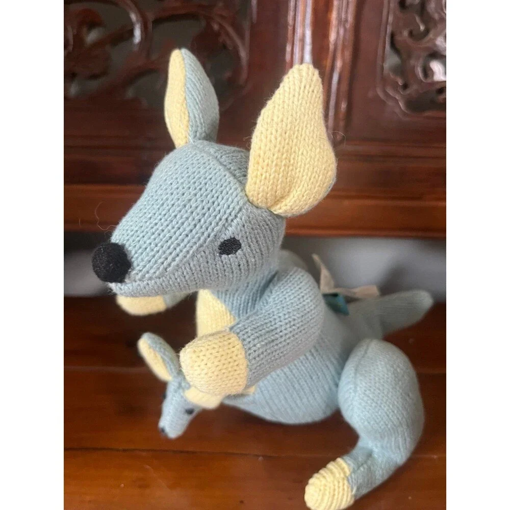 Vintage Rich Frog Kangaroo Rattle a Roo Knit Cotton Stuffed Animal